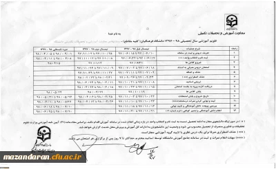 تقویم آموزشی سال تحصیلی ۹۸–۱۳۹۷ دانشگاه فرهنگیان