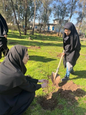 حضور گروه جهادی دانشجو معلمان بسیجی پردیس فاطمه الزهرا س ساری در جنگل های روستای پایین کولا از توابع  شهرستان ساری و کاشت ۲۰۰ اصله  نهال  13
